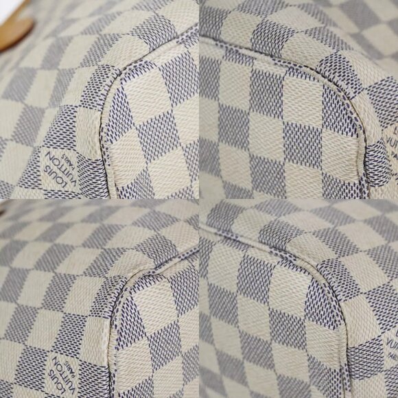 LOUIS VUITTON Neverfull PM Shoulder Tote Bag Damier Azur Leather - Picture 16 of 16